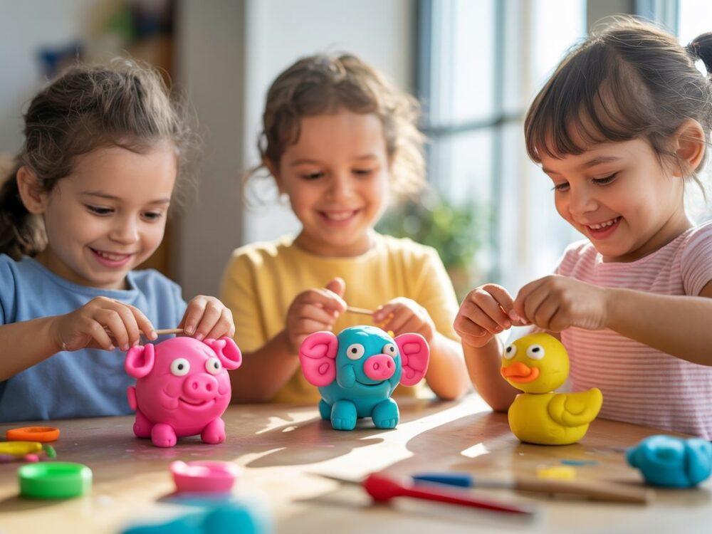 dzieci lepiące z plasteliny