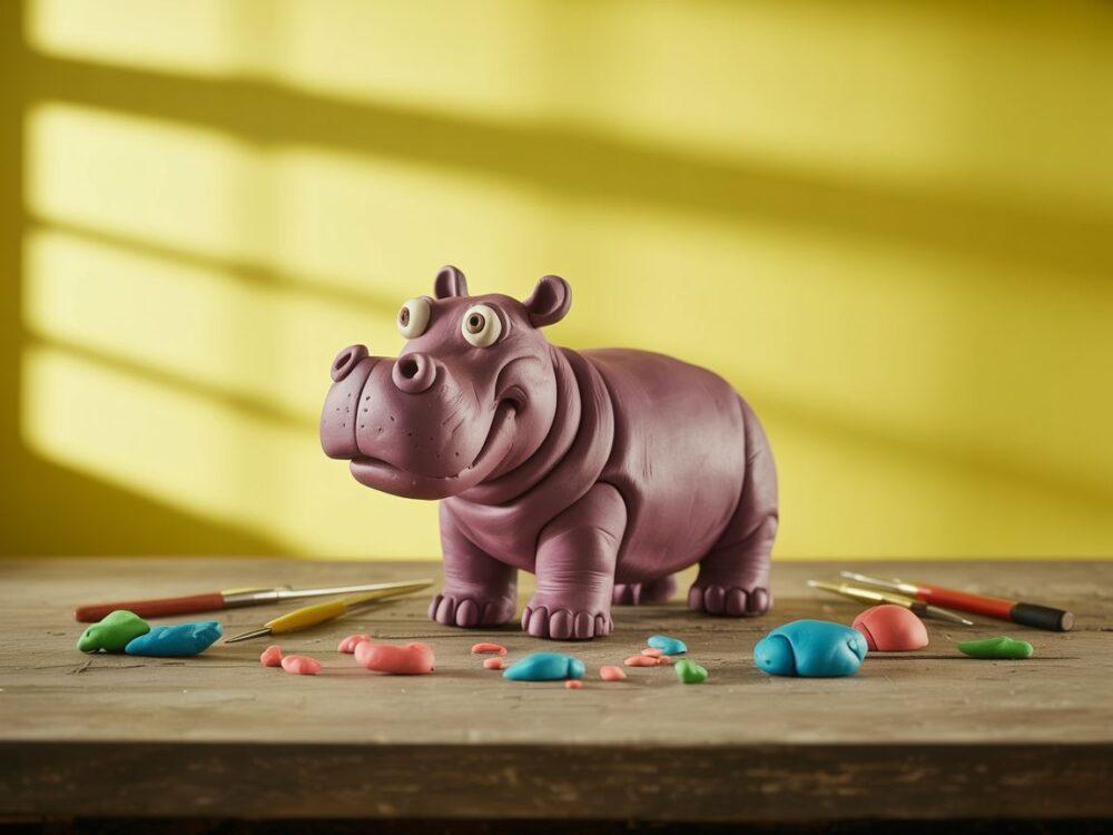 figurka hipopotama z modeliny