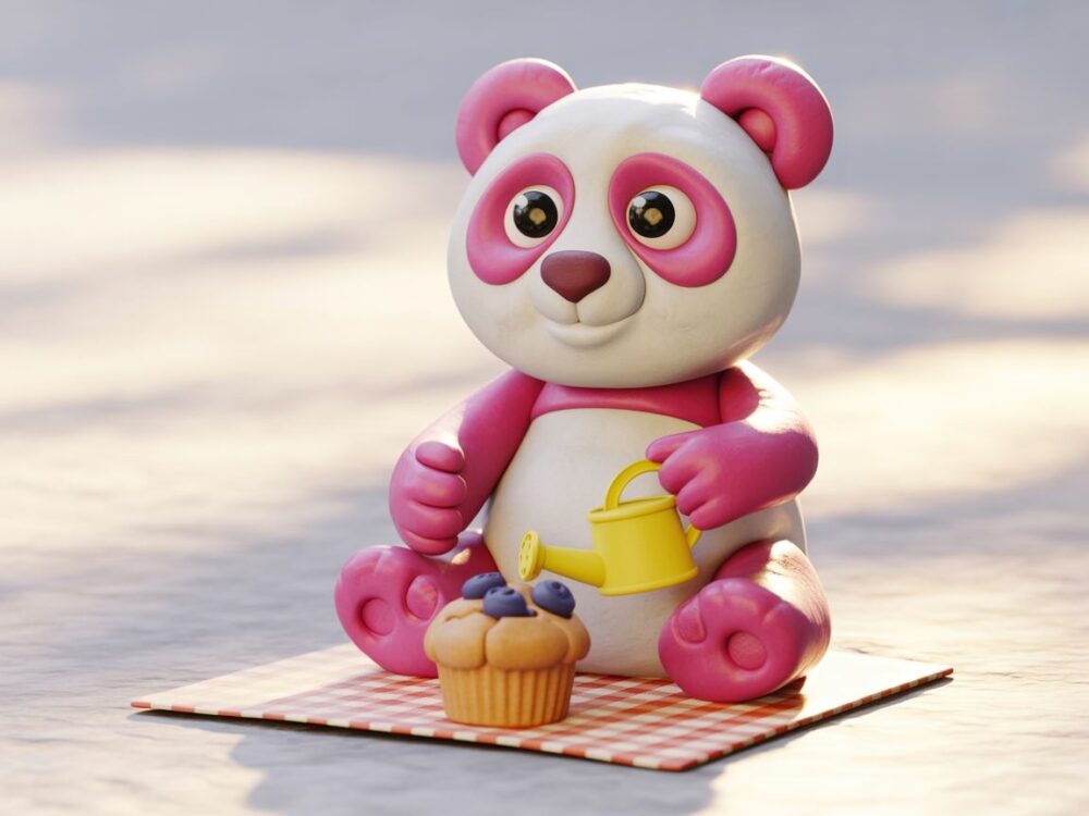 figurka pandy z modeliny