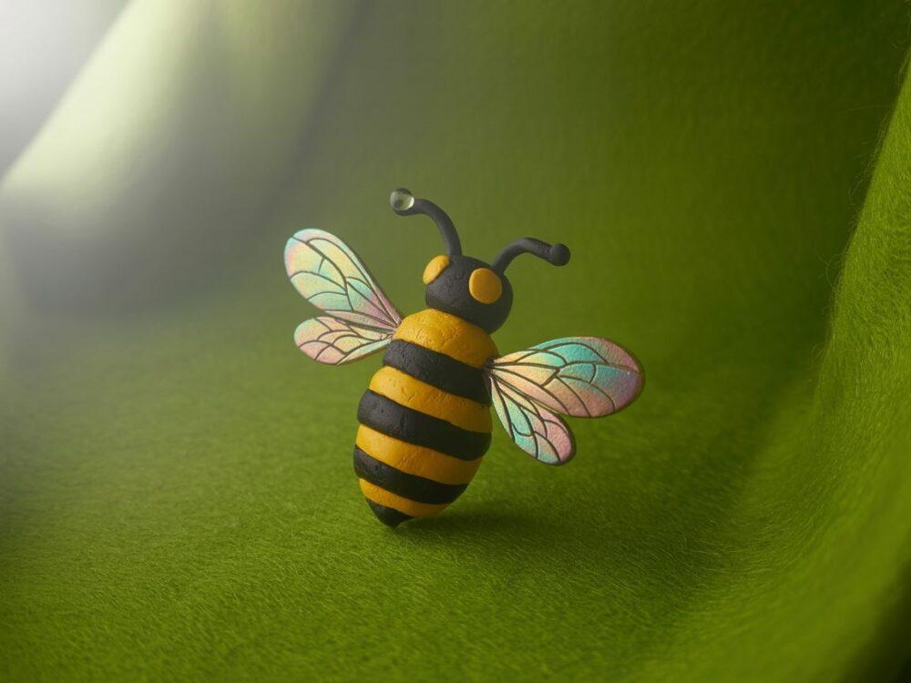 figurka pszczoły z plasteliny
