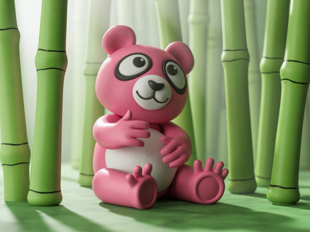 kolorowa panda z plasteliny