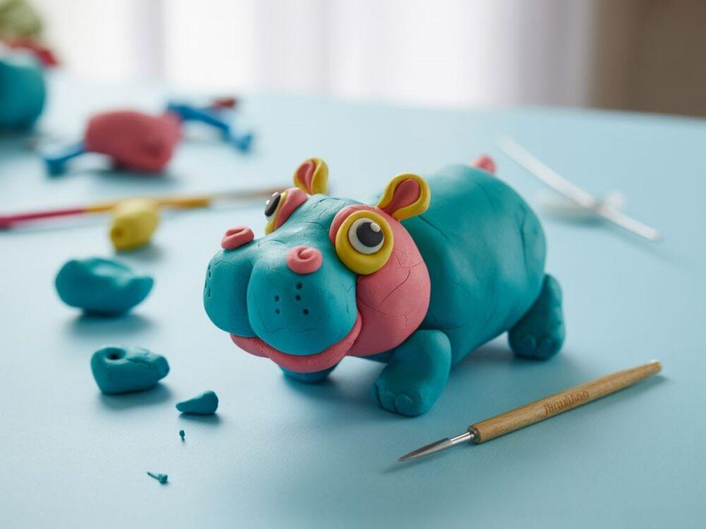 kolorowy hipopotam z plasteliny