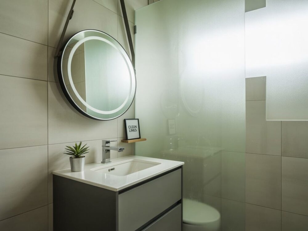 nowoczesne lustro nad umywalką