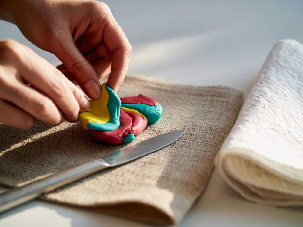 plastelina na tkaninie