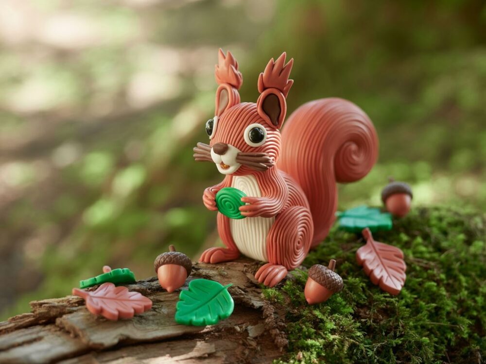 ręcznie lepiona wiewiórka