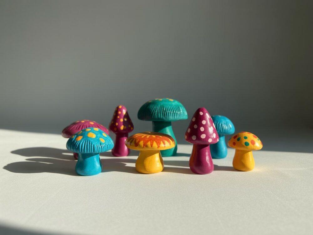ręcznie robione grzybki z modeliny