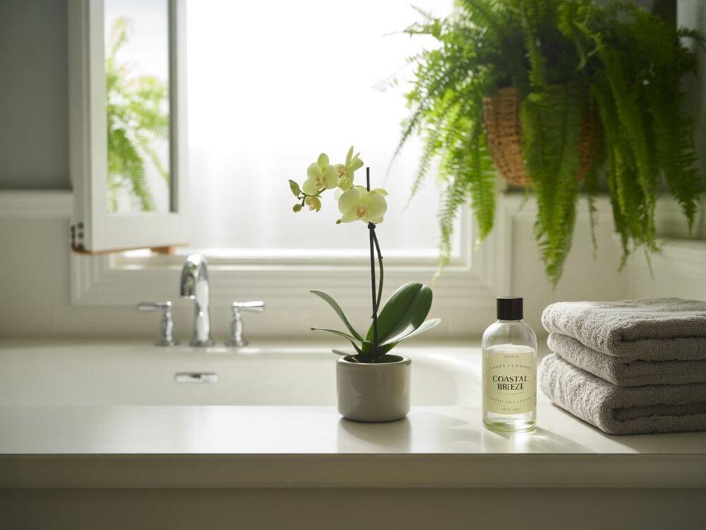 rośliny w łazience