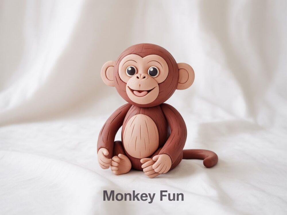 zabawna małpka z plasteliny